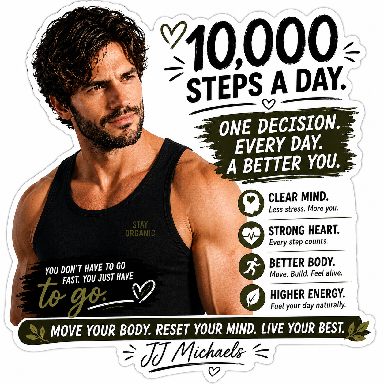 10,000 Steps a Day JJ Michaels Sticker