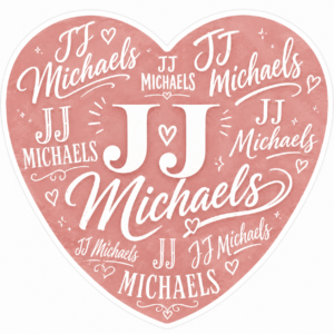 JJ Michaels Pink Heart with His Name in Different Fonts Actor Sticker